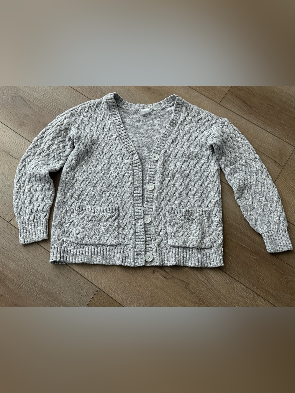 abercrombie kids Light Gray Cable Knit Button Cardigan